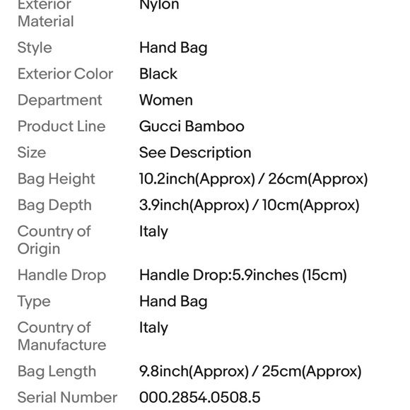 GUCCI Bamboo Hand Bag Nylon Black Auth ep11126 - Picture 8 of 8